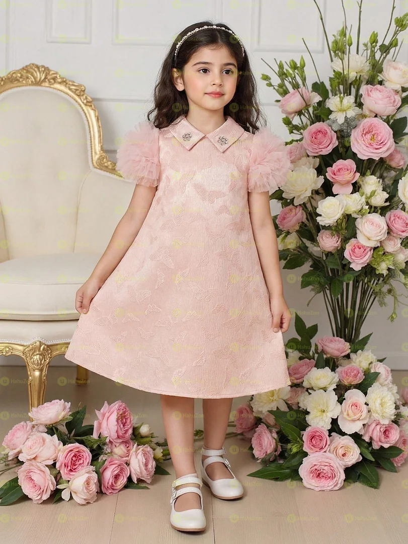 Young Girls Puffy Sleeve Elegant Dress