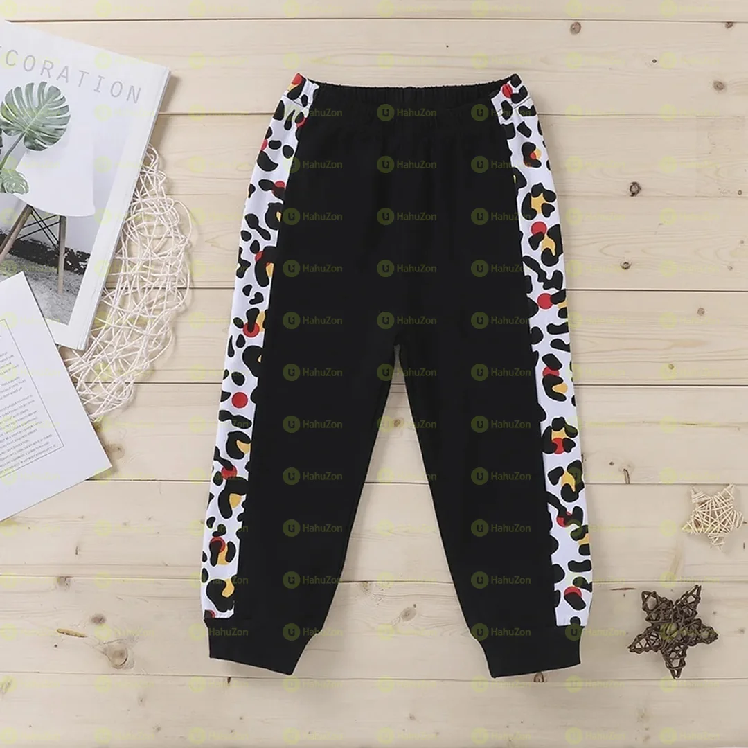 Boy Leopard Print Elasticized Joggers Pants Sweatpants with Pocket