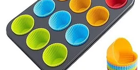 12 Holes Cup+Silicon Baking Molds Muffin Pan