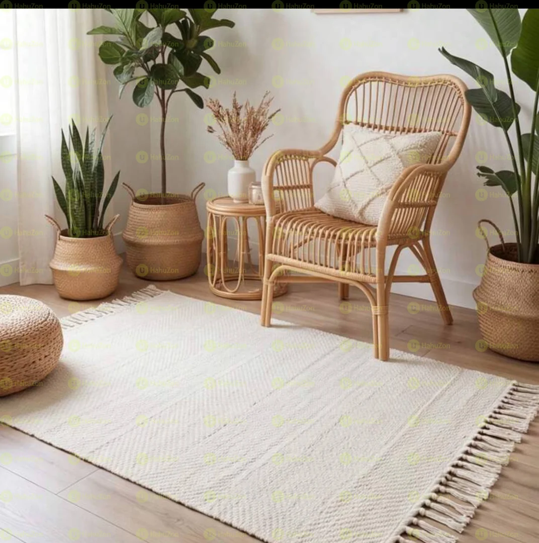 Cream Handmade Wooven Fabric