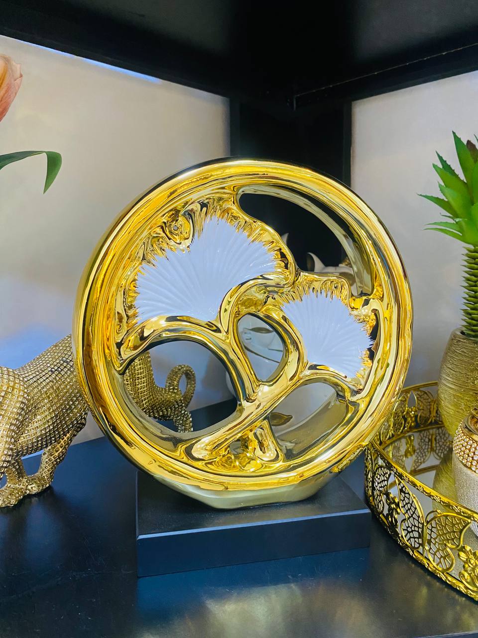 Modern White and Golden Sculpture