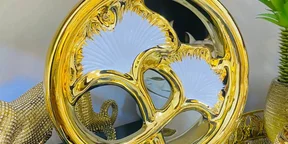 Modern White and Golden Sculpture