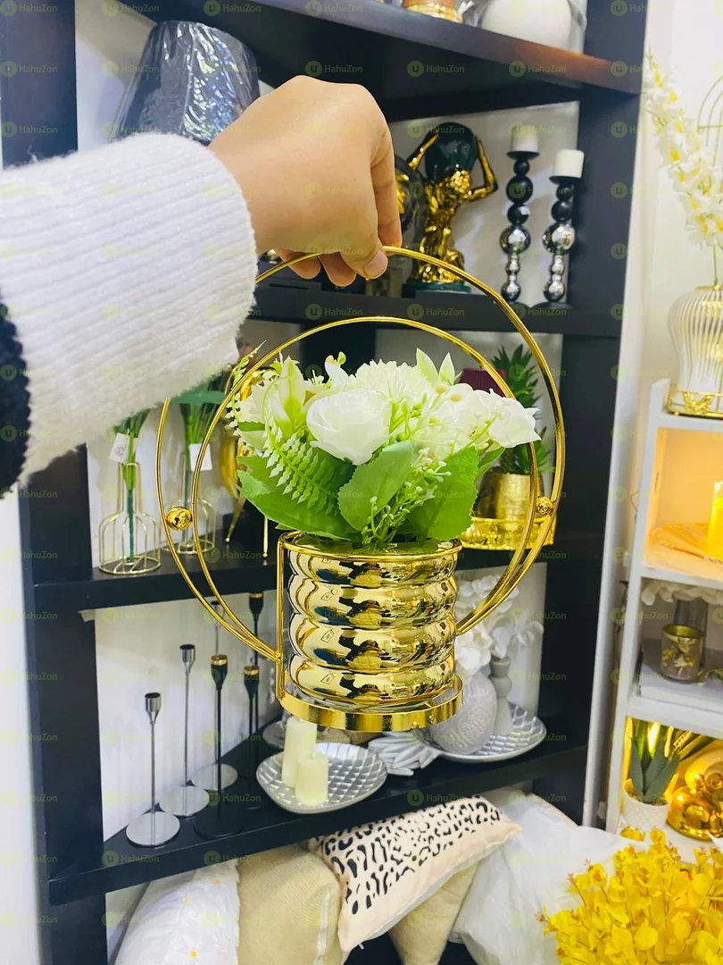 Ceramic Golden Pot With Handle