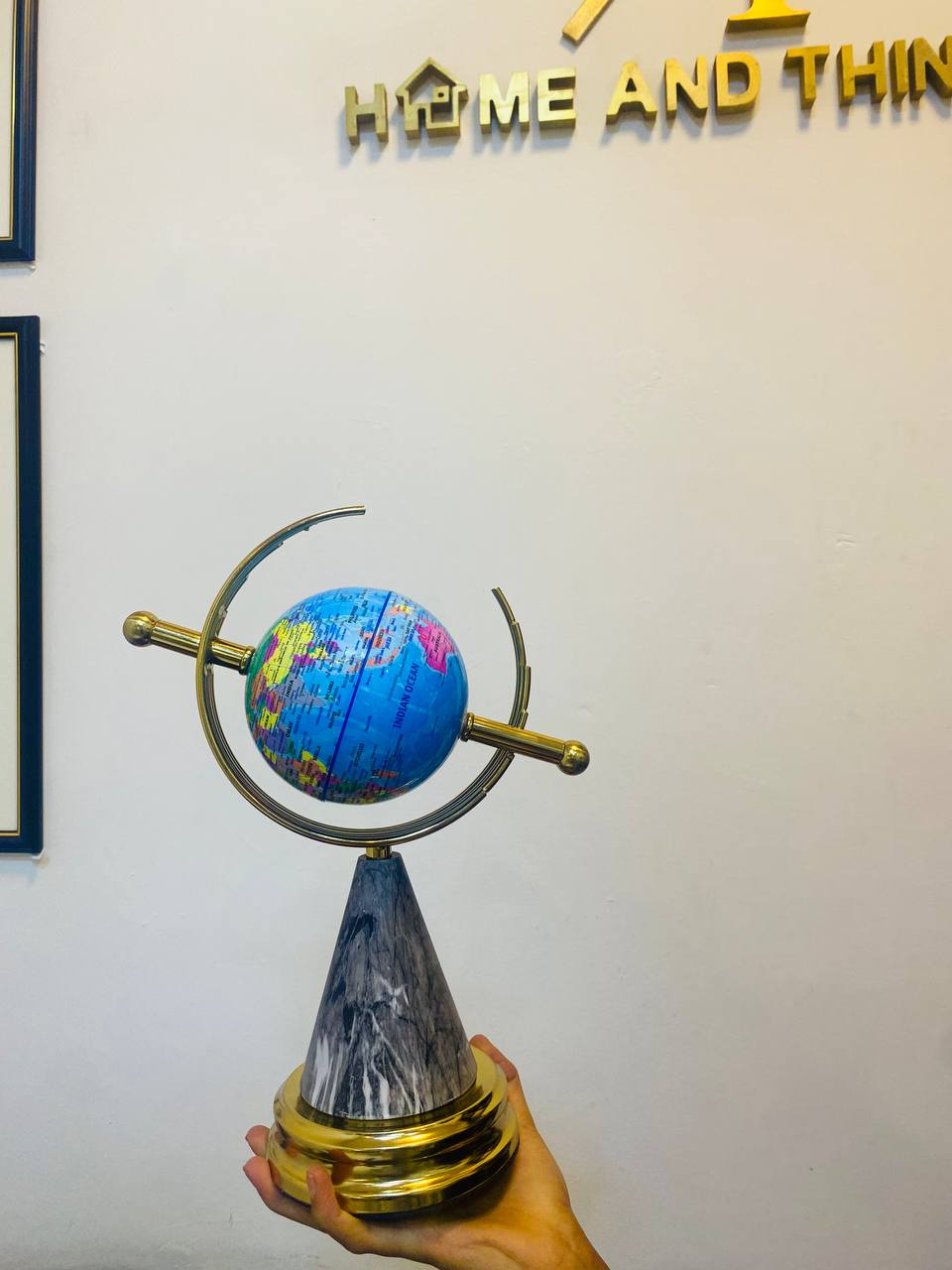Metal Globe With Marble Stand