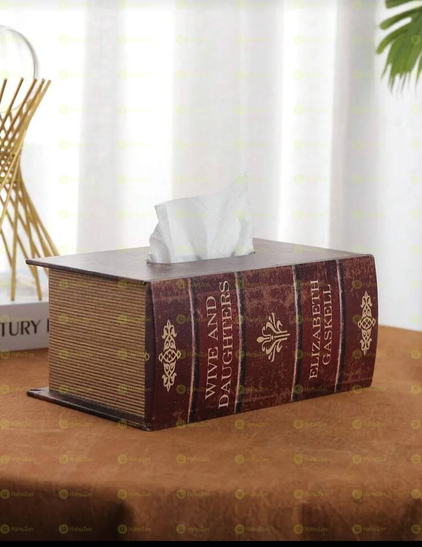 Wooden Book Shaped Tissue Box