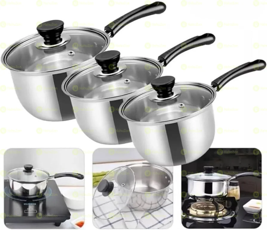 Shengde 3-Piece Arc Shape Saucepan Set