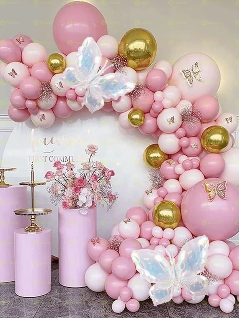 107 Pieces Ballon Butterfly Decor Ballon Chain and Ballon Glue Set
