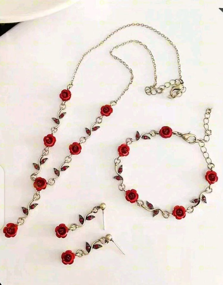 4pcs Set Flower Decor Jewelry Set