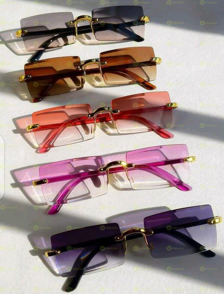 5pcs Rectangular Frameless Gradient Color Fashion Glasses