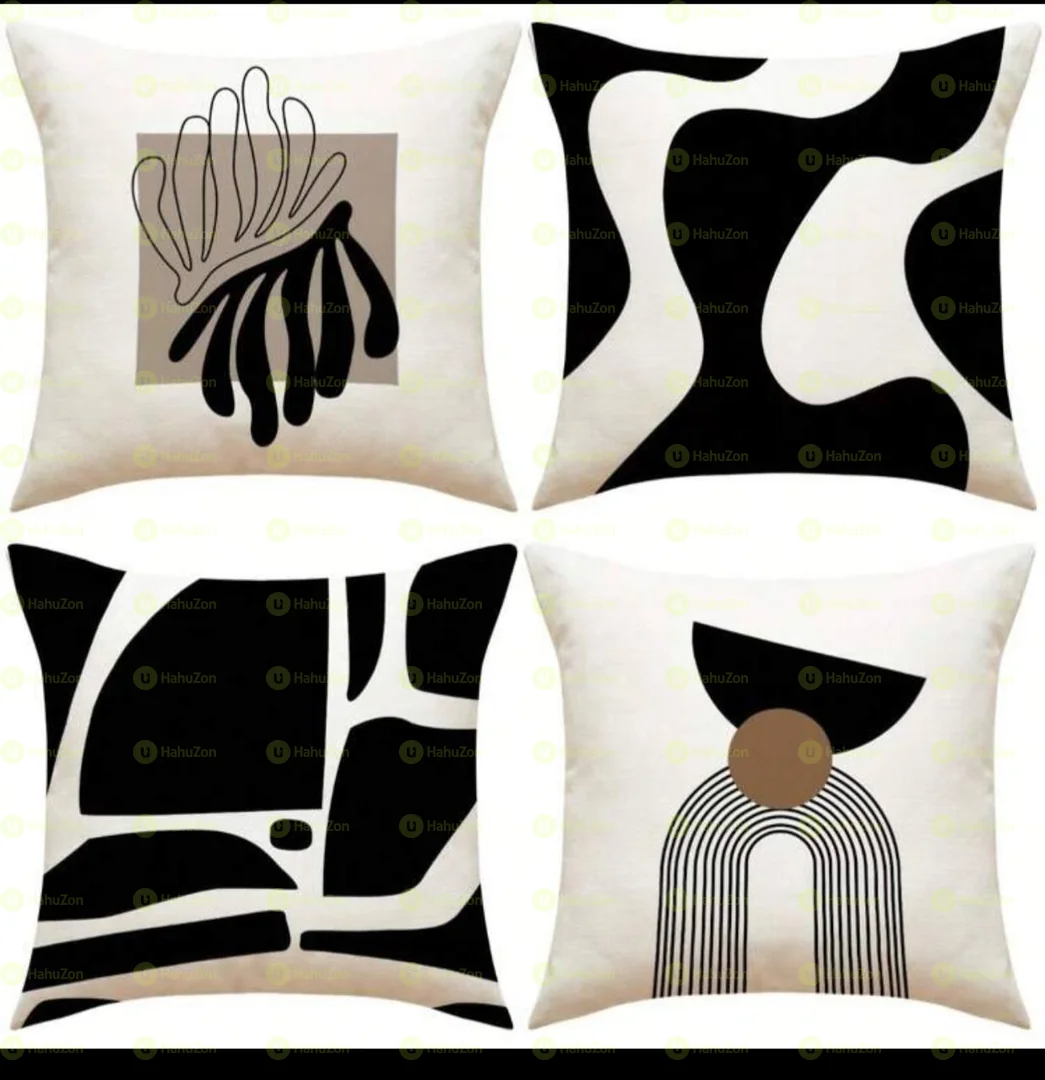 4 piece Beautiful Black and White Pillow Cover