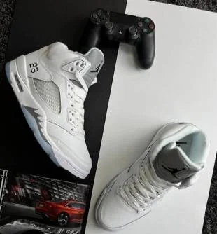 Air Jordan 5 Retro White Silver Reflective Shoes