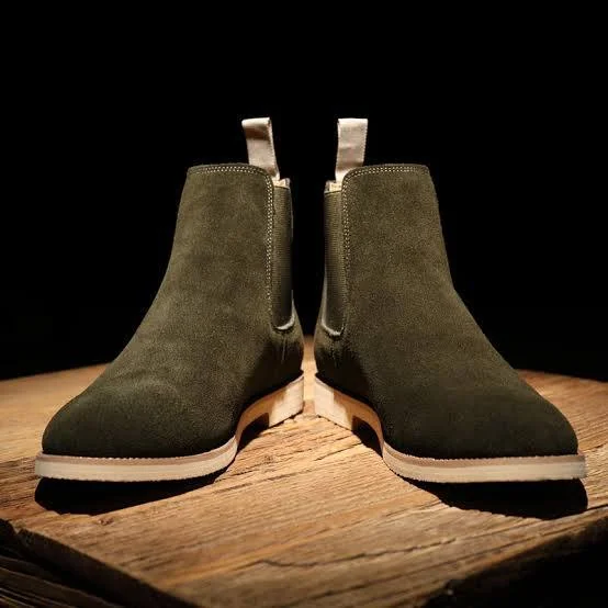 Genuine Leather Chelsea Boots Olive Granada Men’s Shoes