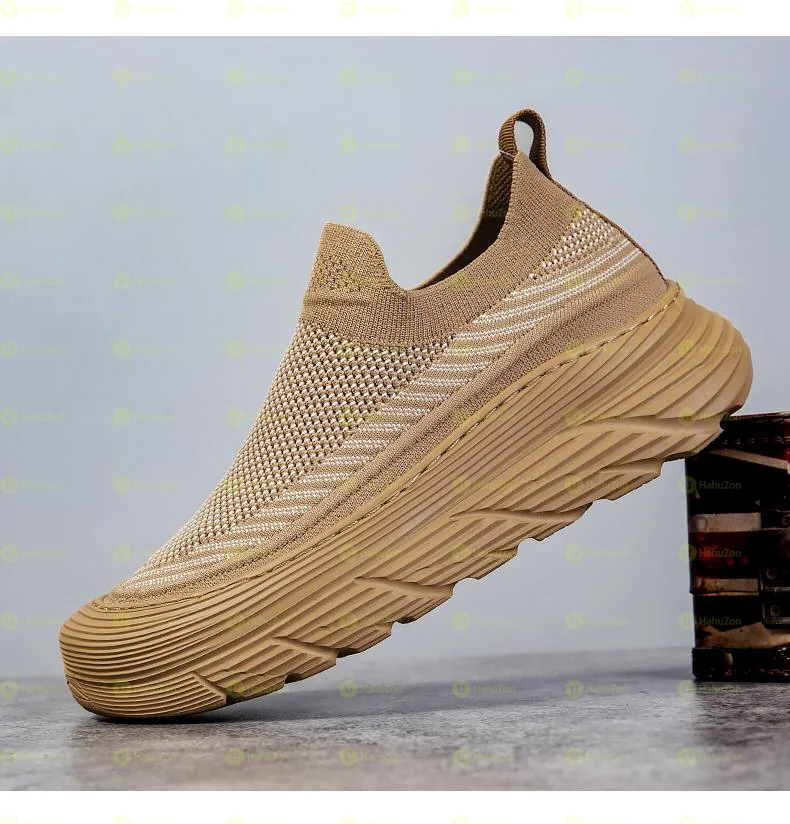 Woven Solid Colour Slip-On Socks Men’s Shoes