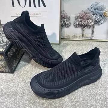 Woven Solid Colour Slip-On Socks Men’s Shoes