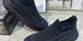 Woven Solid Colour Slip-On Socks Men’s Shoes