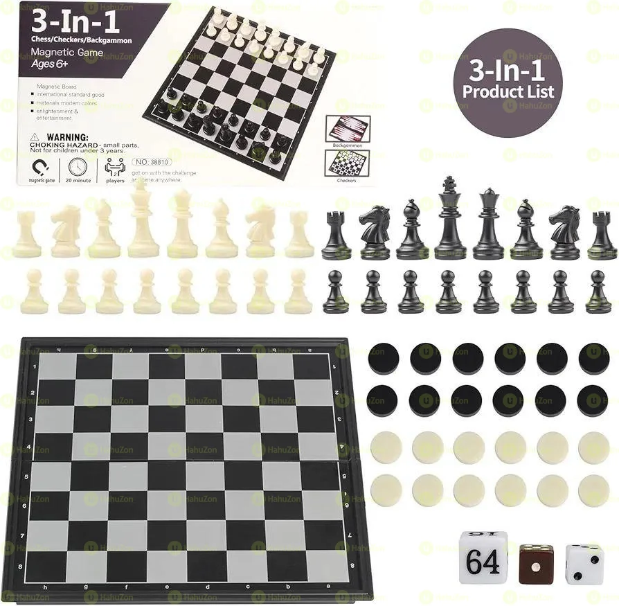 3 in 1 Chess Backgammon Checkers