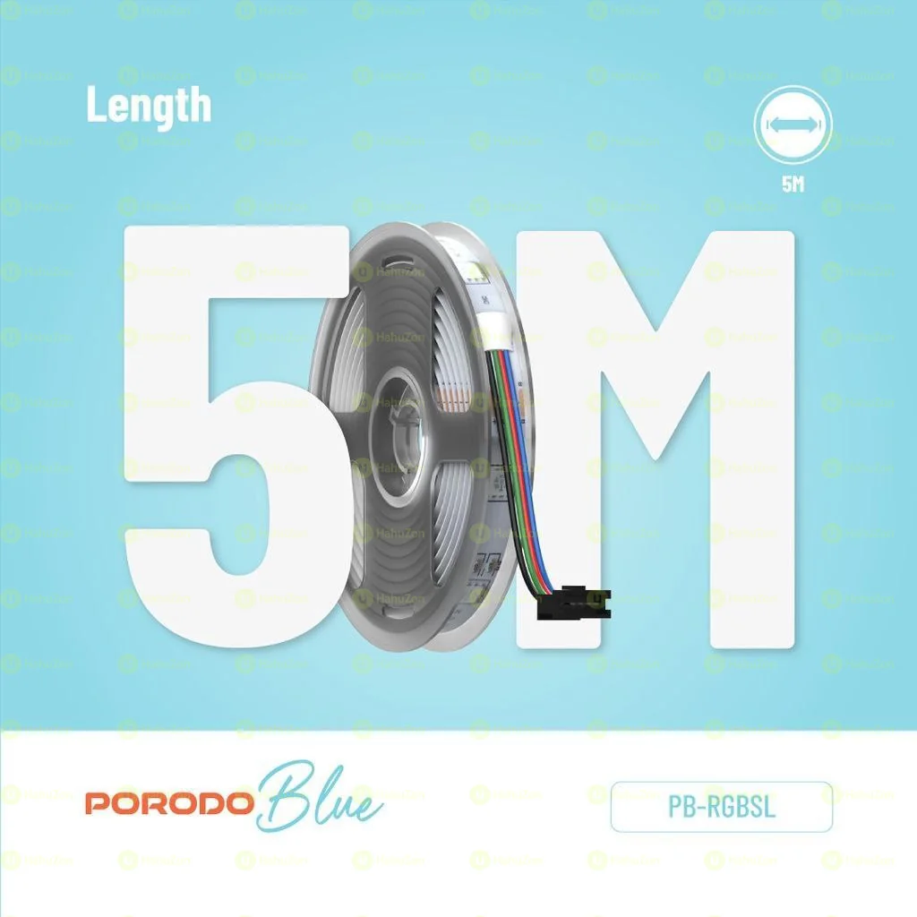 Porodo Blue Sound Reactive RGB Strip Light with Remote Control