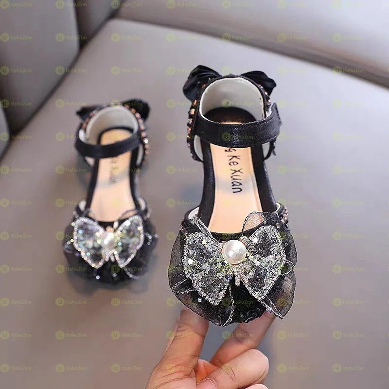 Girls Pearl Decor Bow Tie Princess Sandals