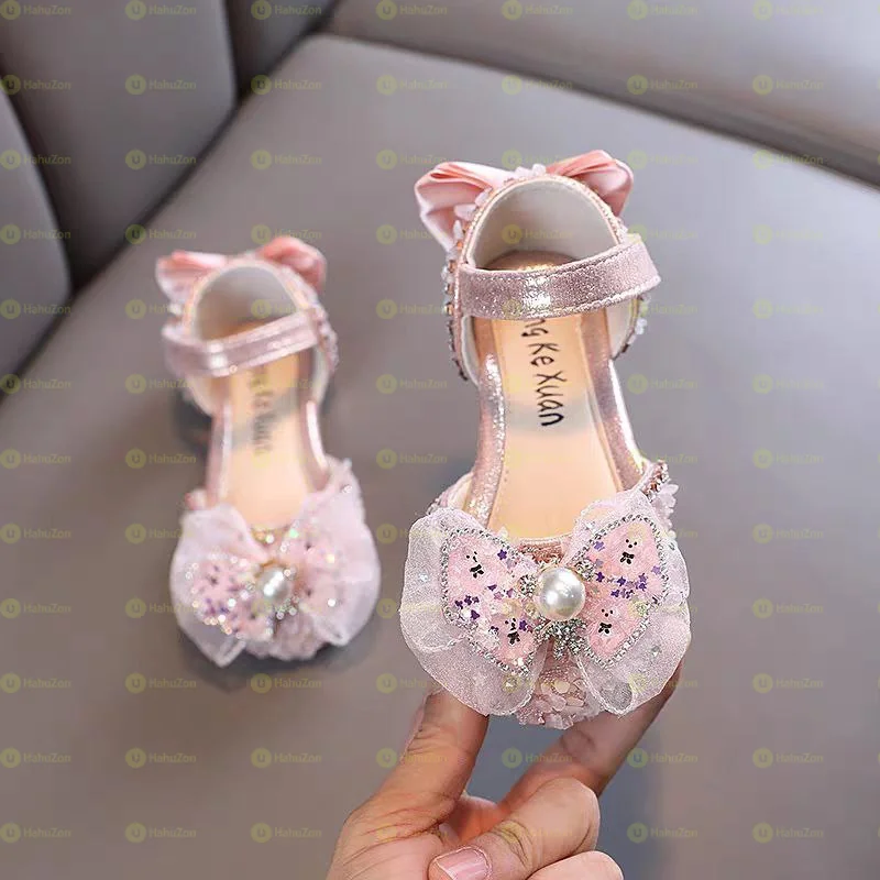 Girls Pearl Decor Bow Tie Princess Sandals