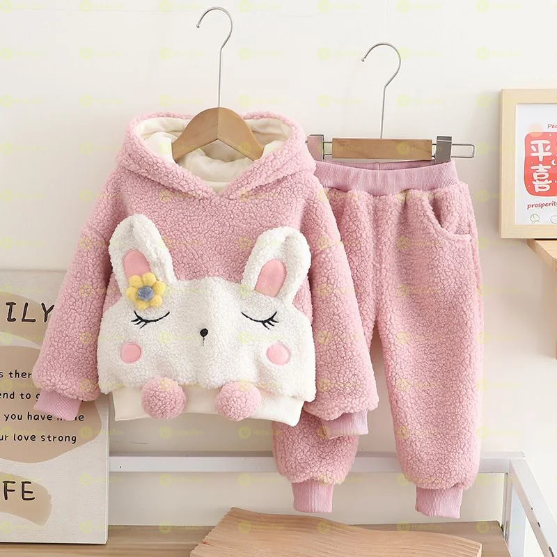 Cartoon Kids Winter Hoodie And Pant Set
