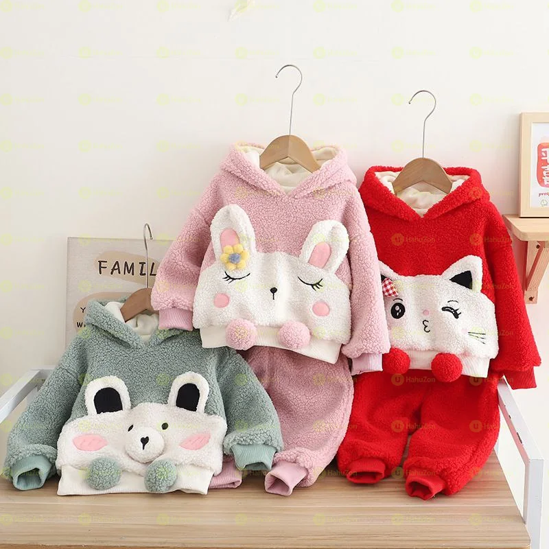 Cartoon Kids Winter Hoodie And Pant Set