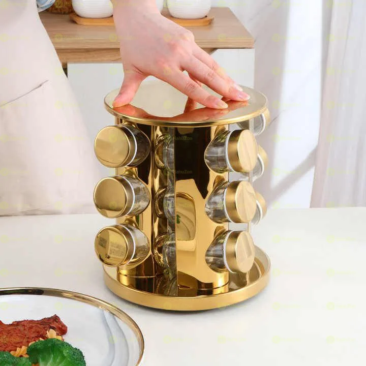 Rotating Spice Rack With 12 Jars