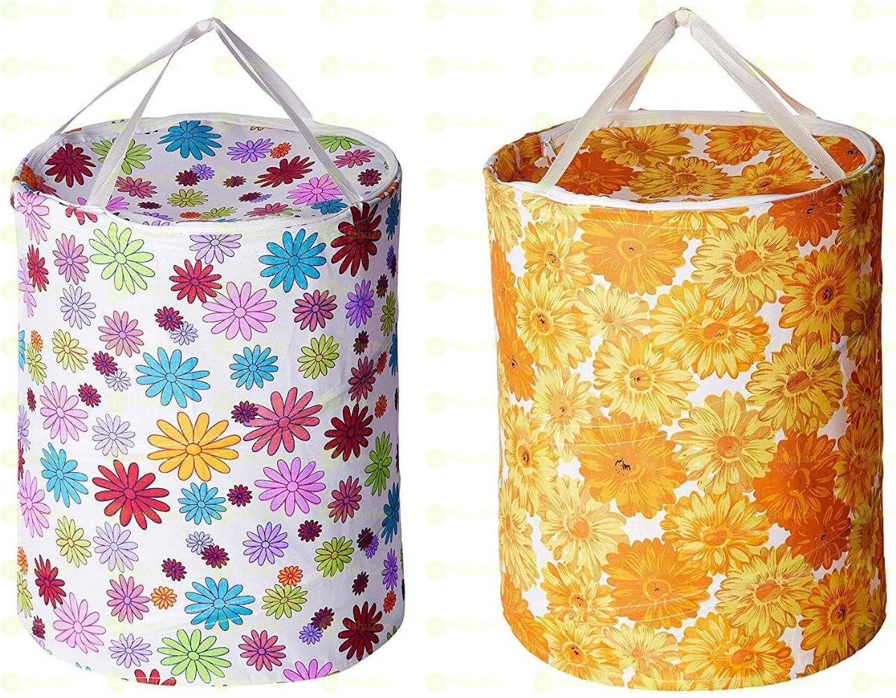 Round Cloth Foldable Laundry Basket Bag
