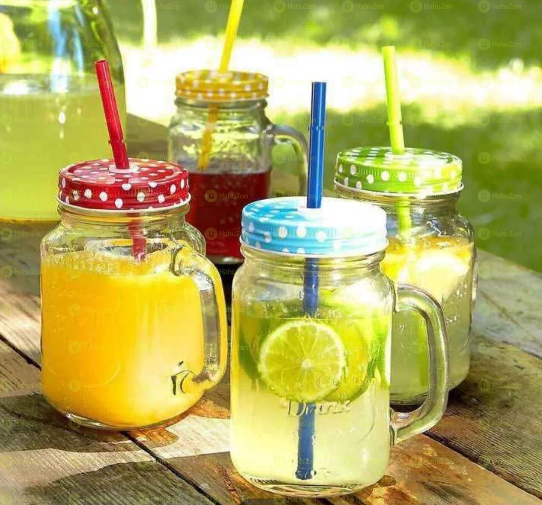 Vintage Mason Glass Drinking Jar With Straw