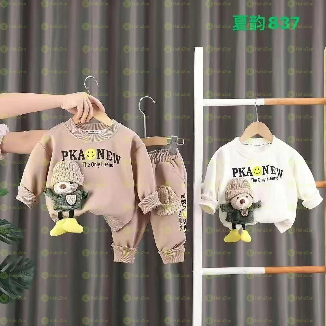 Unisex Cartoon Doll Fleece 2Piece Set Outfit