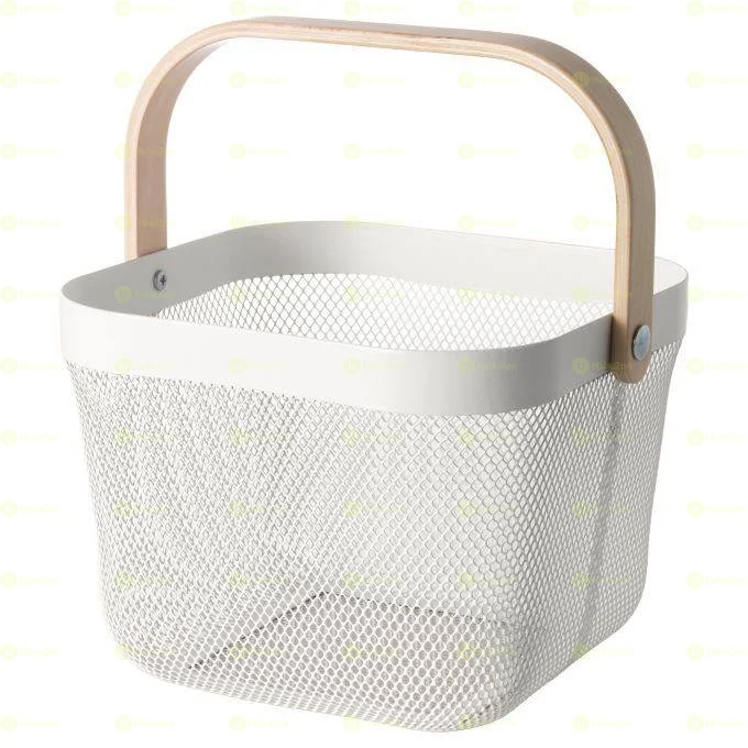 Metal Basket Wire With Wooden Handle