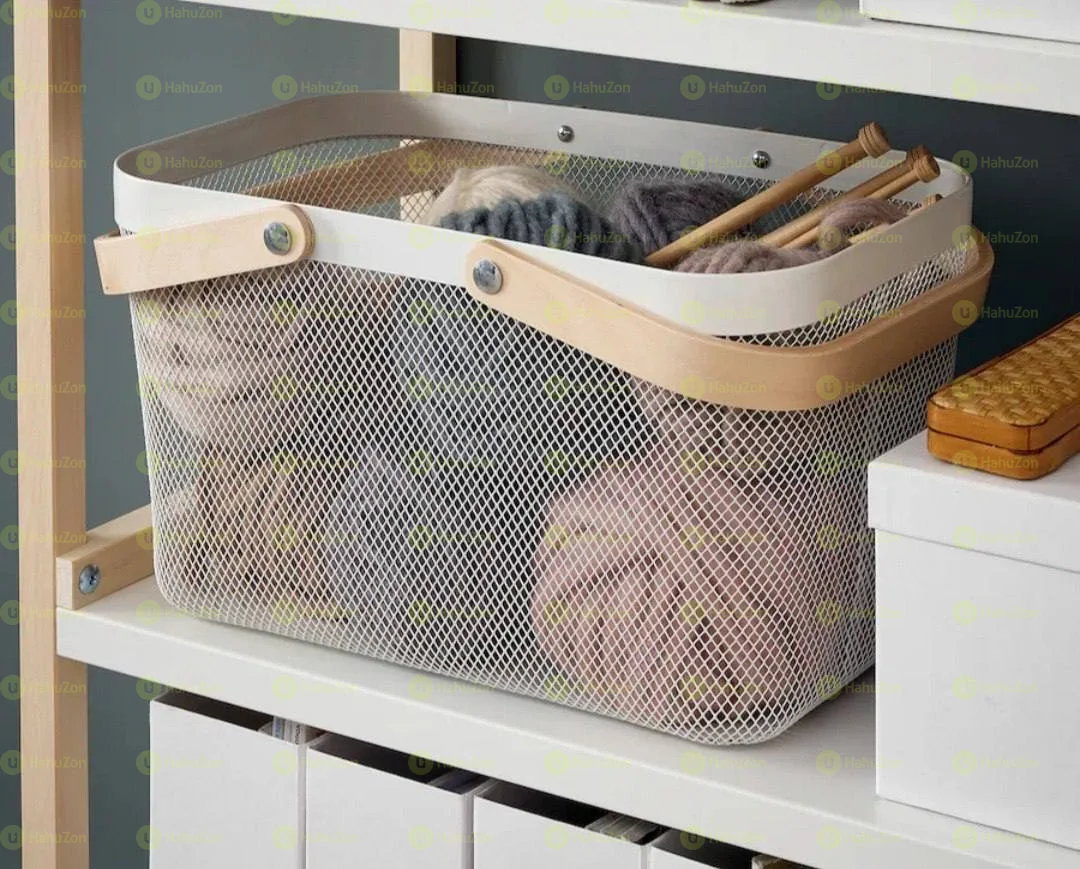 Metal Basket Wire With Wooden Handle