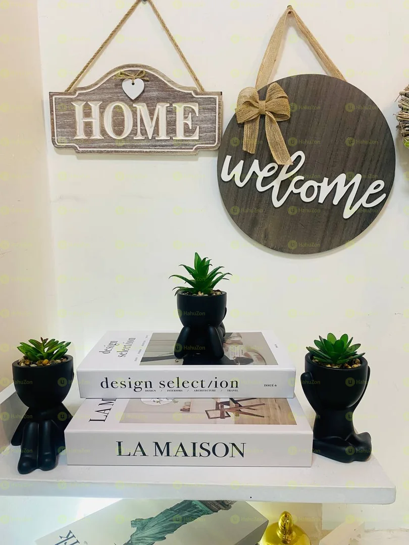 Set of 3 Black Human Shaped Flower Pot