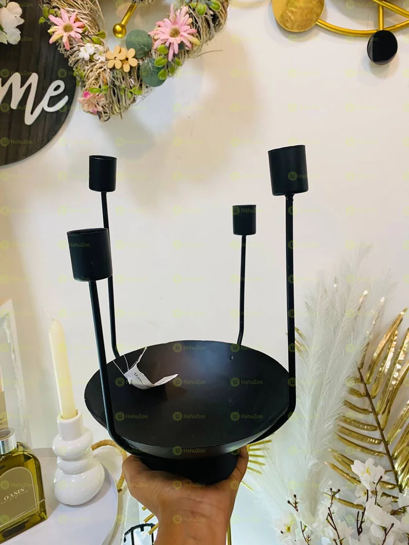 Black Metal Candle Holder with Bowl