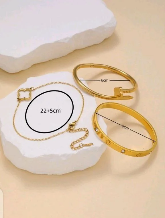 Fashionable Stainless Steel Big Flower Zirconia Decor Bangle Bracelet