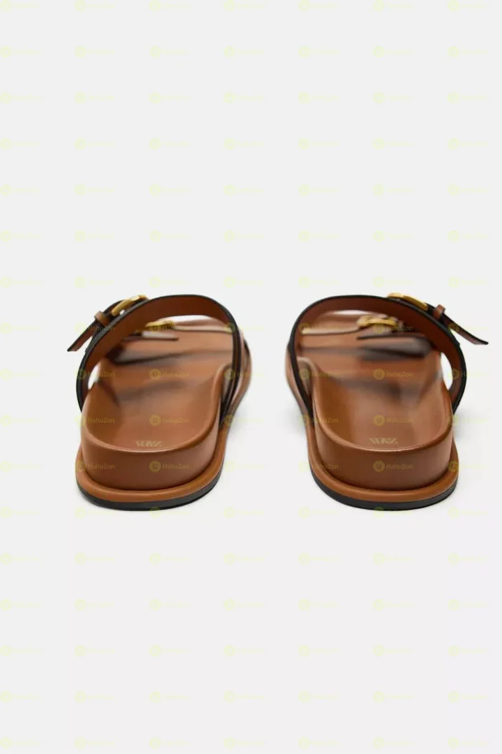 Zara Buckled Flat Slider Sandals