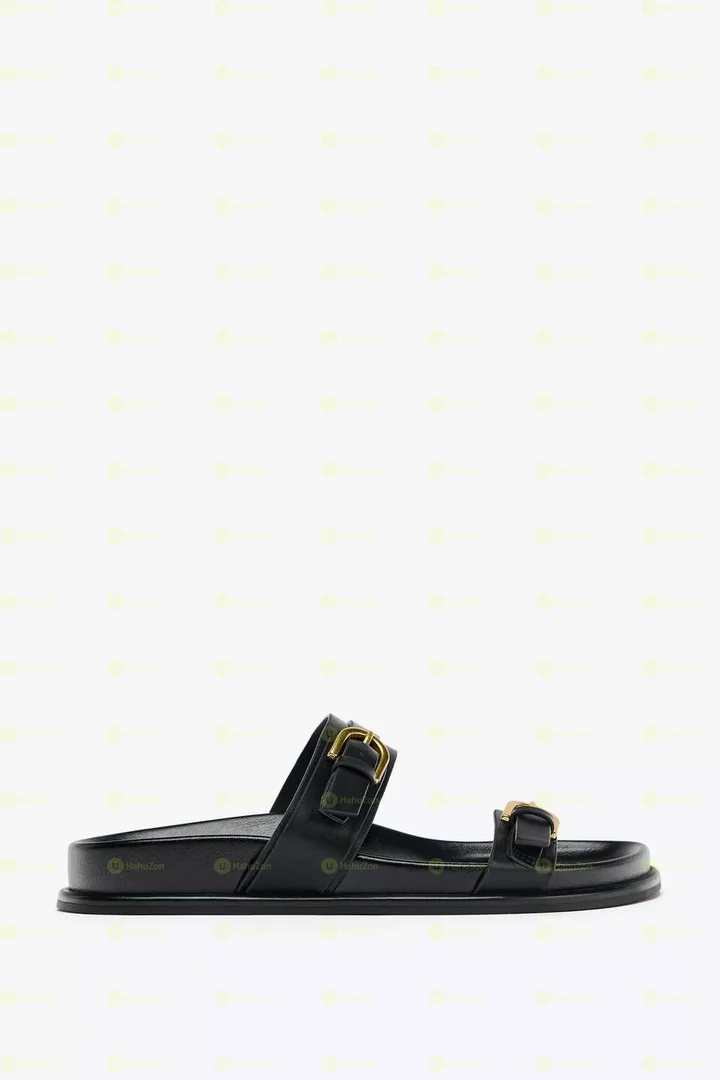 Zara Buckled Flat Slider Sandals