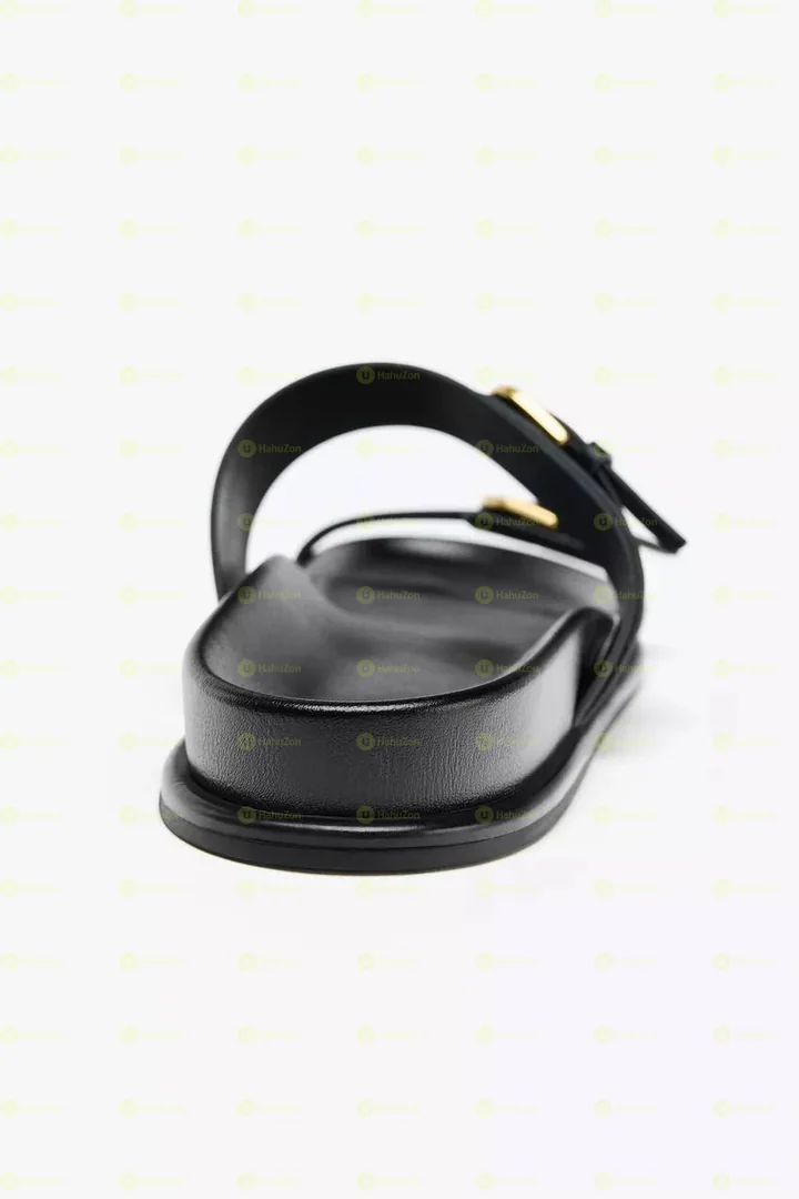 Zara Buckled Flat Slider Sandals