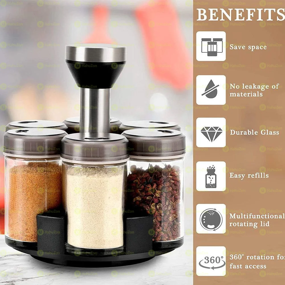 Rotating Glass Seasoning Jar