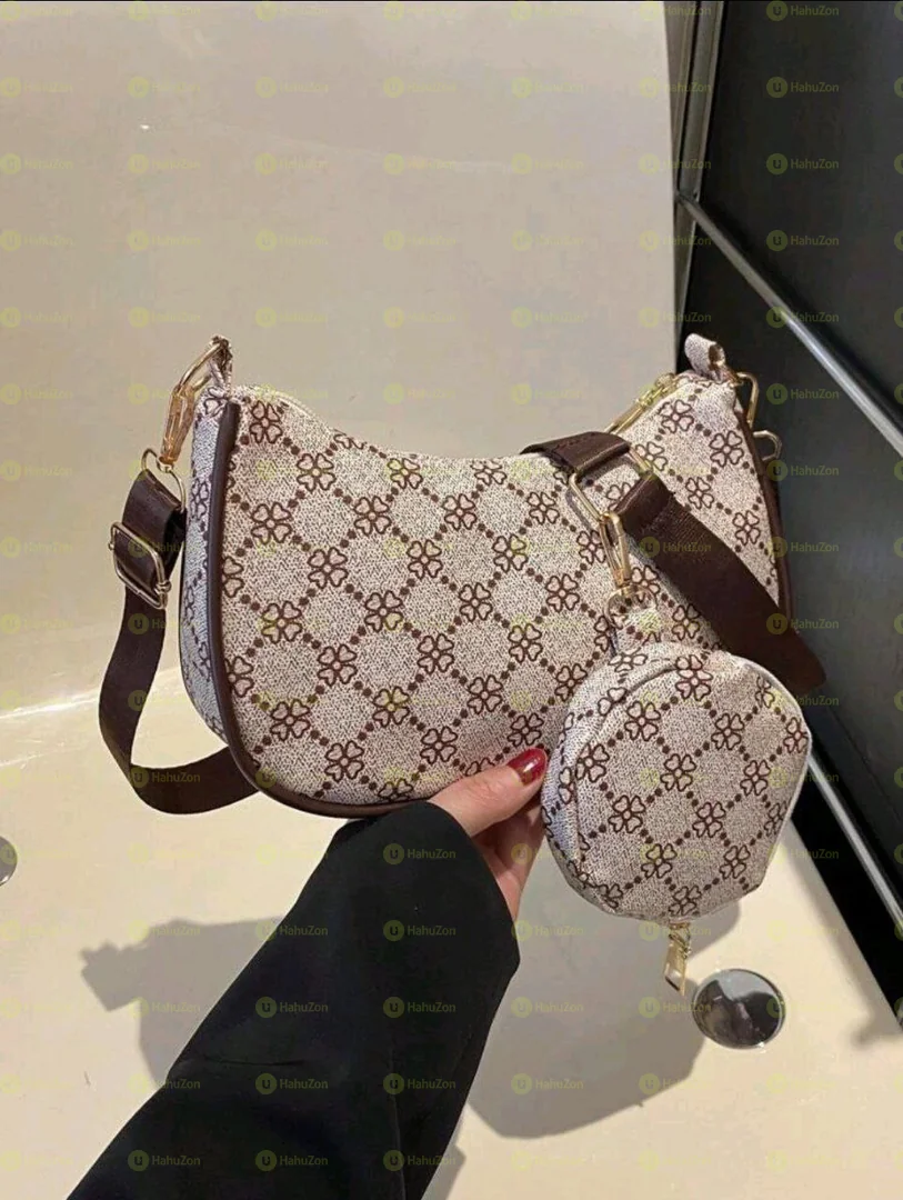Fashionable Solid Color Pattern Two-Piece Crossbody Bag Set