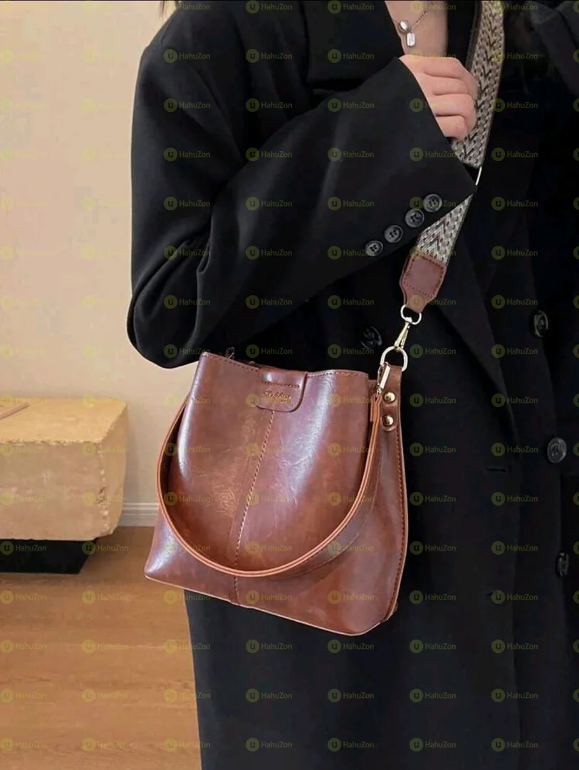 Summer Fashion Solid Color PU Bucket Bag
