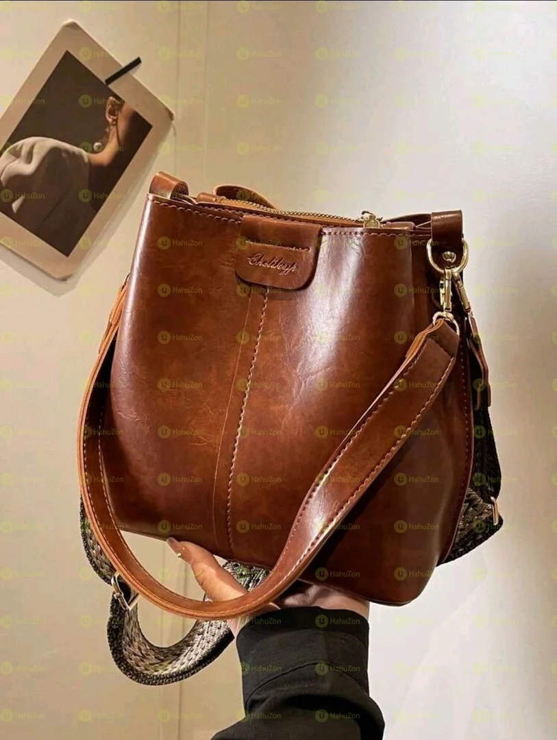 Summer Fashion Solid Color PU Bucket Bag