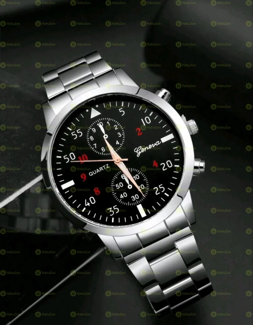 3pcs Fashionable Men's Quartz Watch With Beaded Bracelet Set