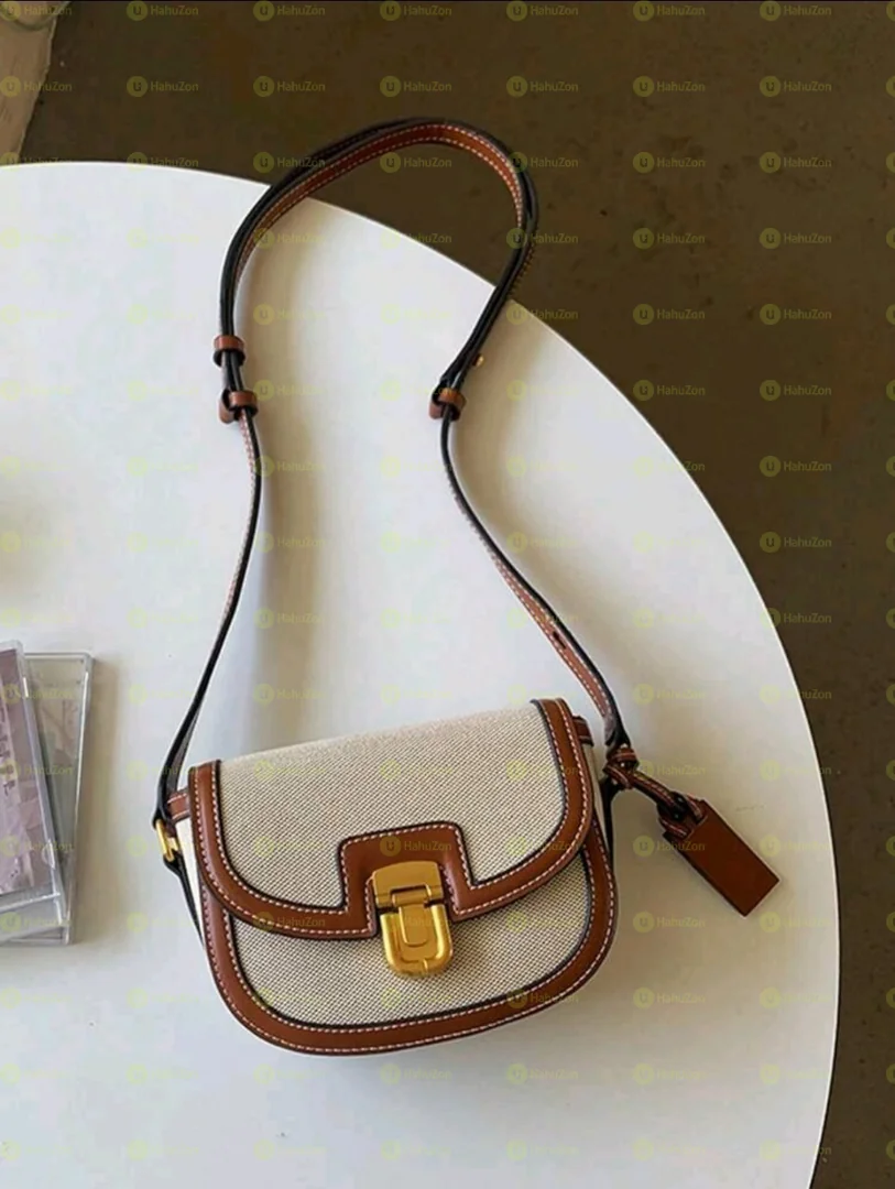 Lock Catch Trendy Ins Style Color Block Saddle Shoulder Bag