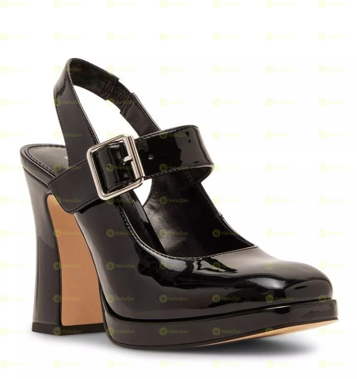 Vintage Black Chunky Heel
