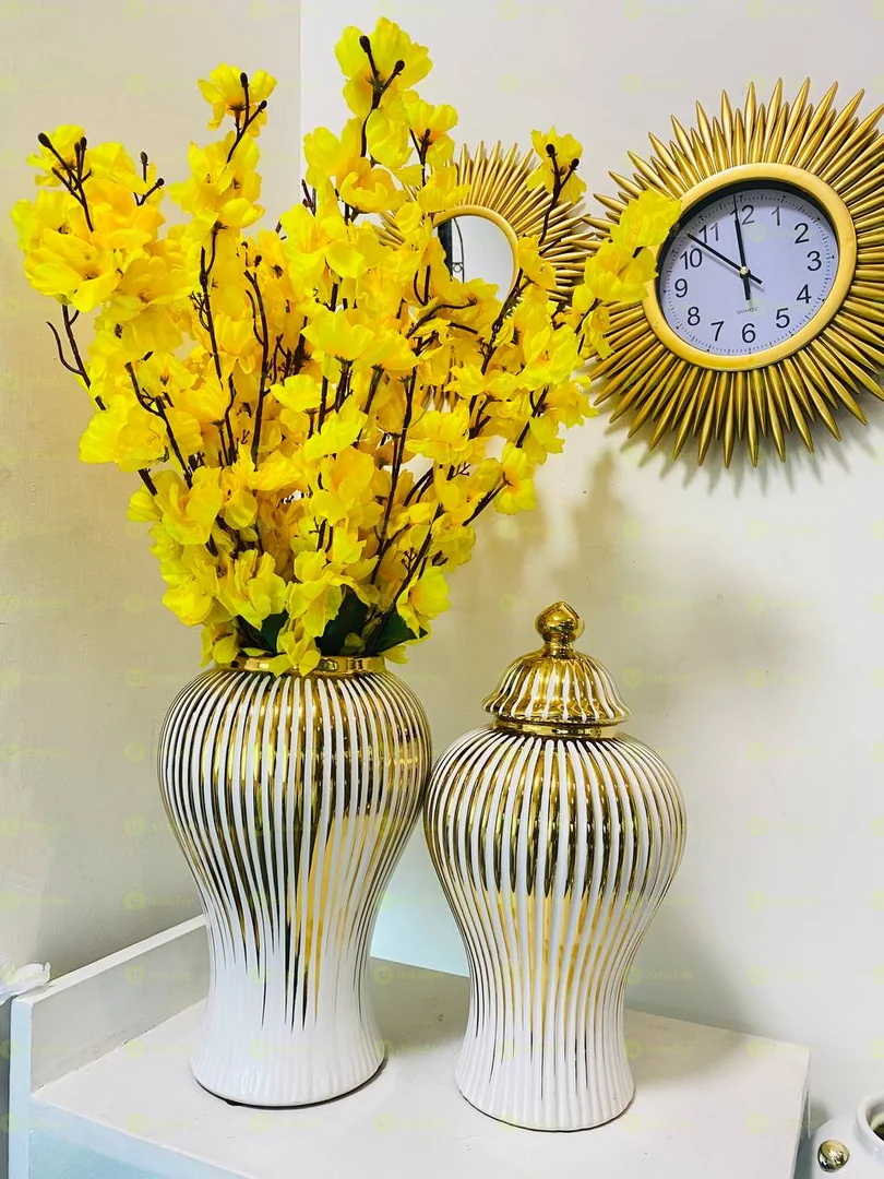 Modern Ceramic Ginger Jar with Flower
