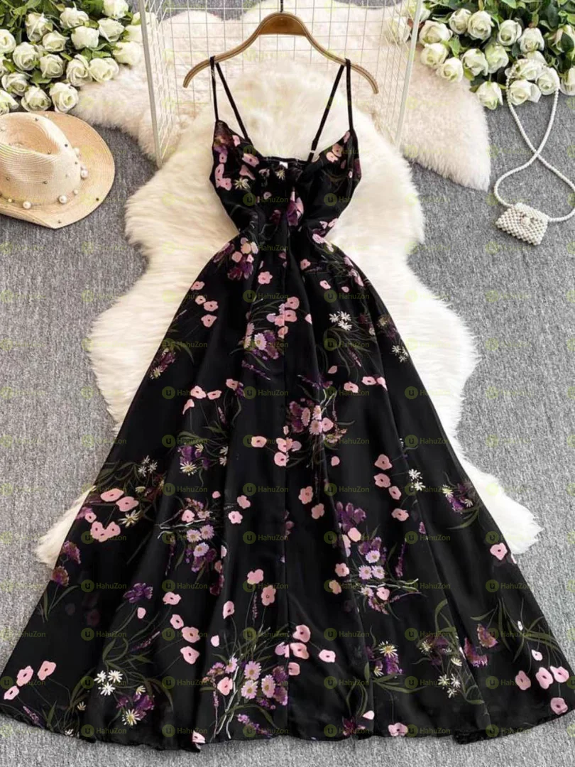 Beautiful Floral Allover Print Long-sleeves Dresses
