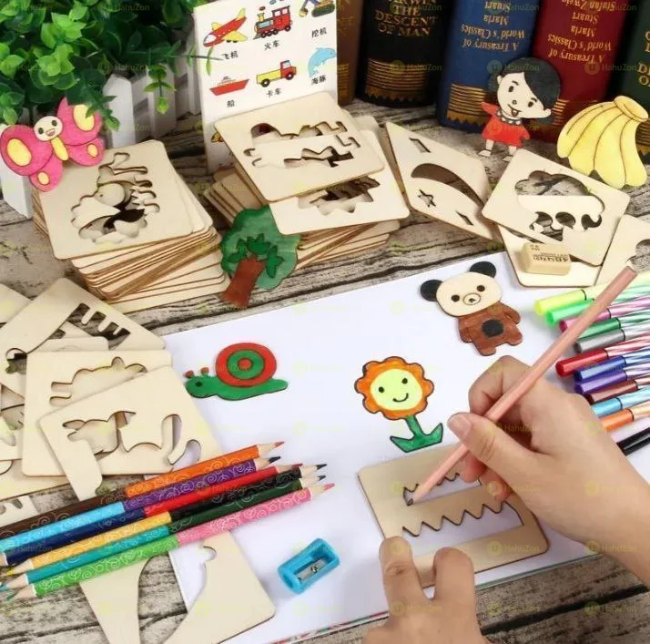 20 Wooden Montessori Stencils For Children