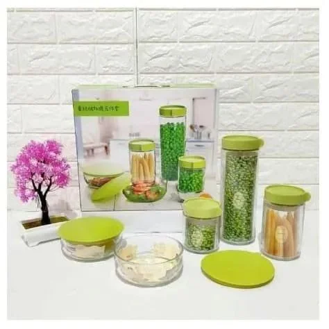 5 Pc Sealed Storage Jar Set