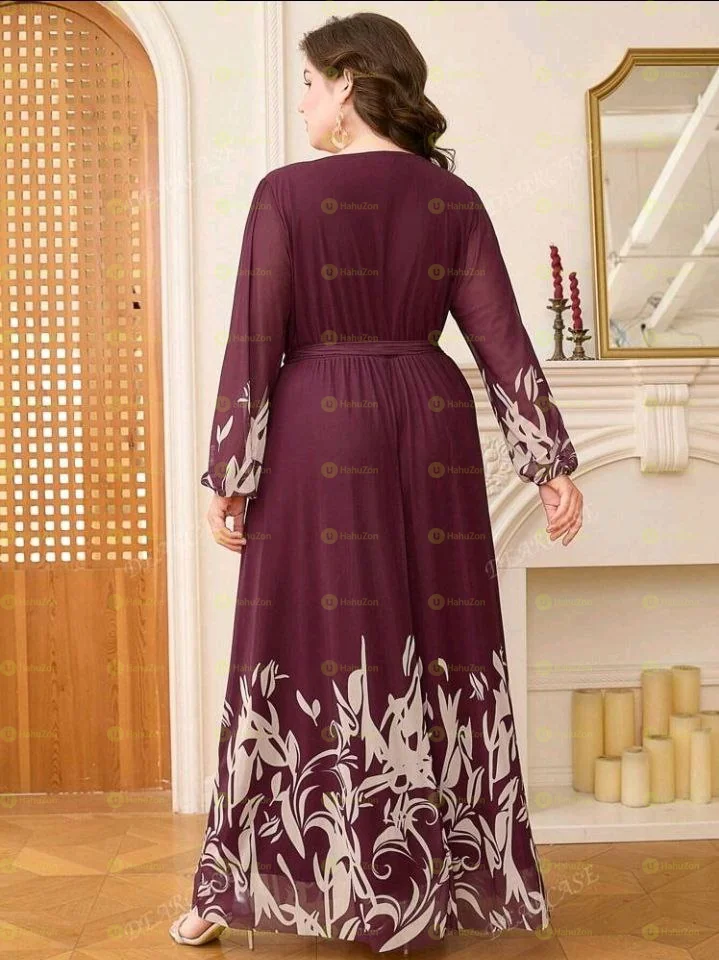 Plus Size Elegant Floral Print Dress