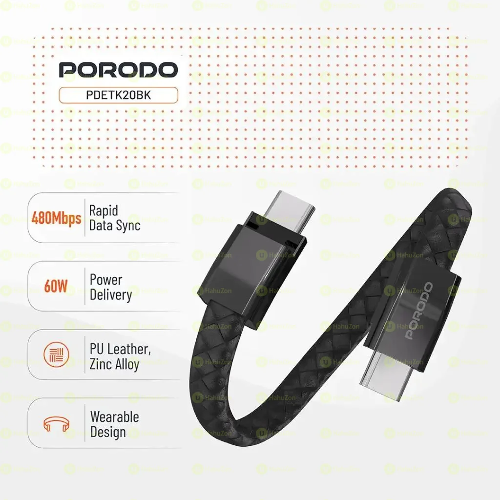 Porodo USB-C to USB-C Wristband Cable